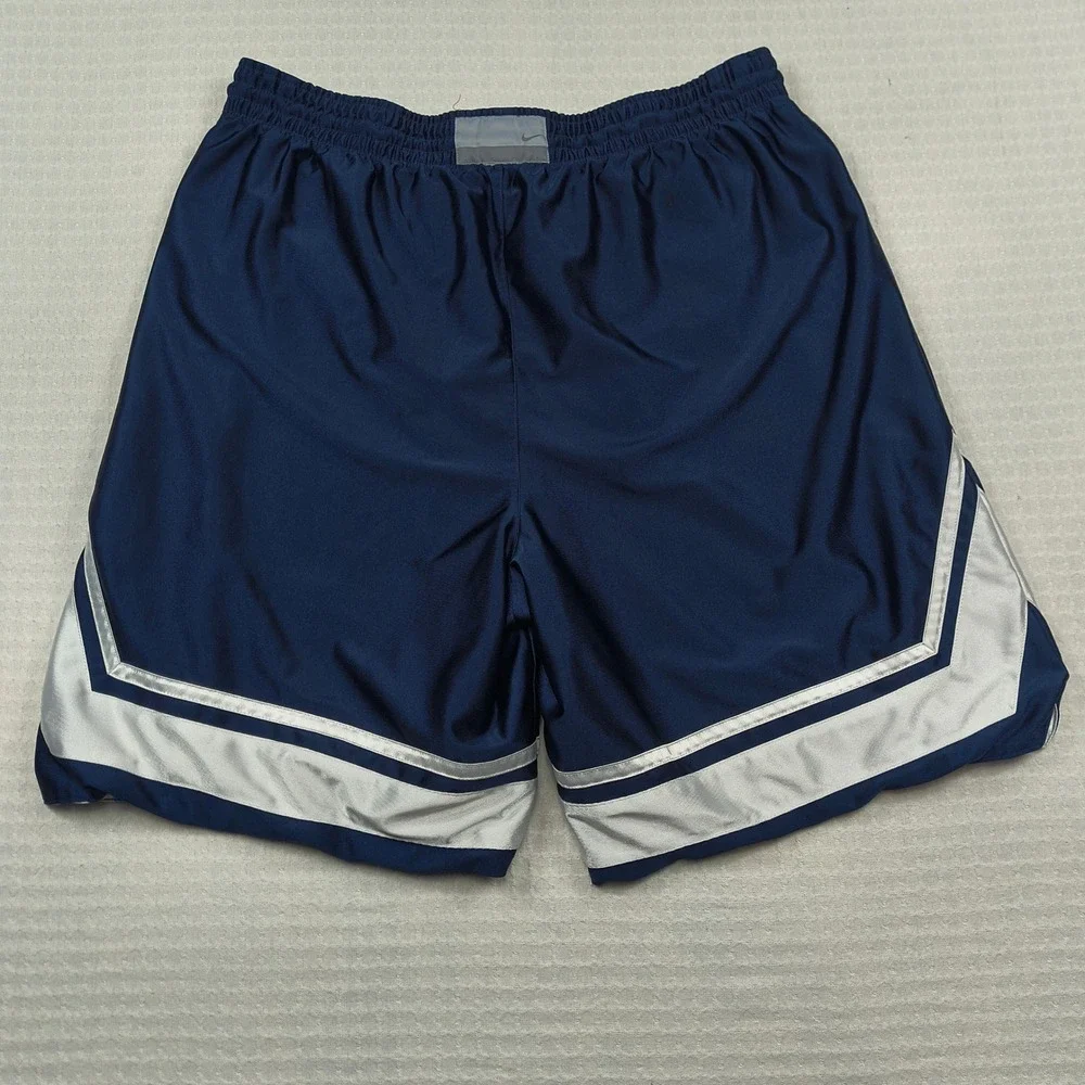 Nike Mens XXL Reversible Basketball Shorts Navy Blue Silver Mesh Athletic